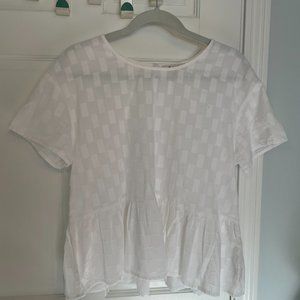 White Cotton Madewell Peplum Shirt Size Medium